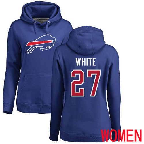 NFL Women Buffalo Bills #27 Tre Davious White Royal Blue Name and Number Logo Pullover Hoodie Sweatshirt->women nfl jersey->Women Jersey